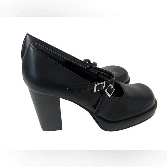 Y2K Mudd Women's Black Mary Jane Platform Heels - Size 7.5 - Picture 2 of 10